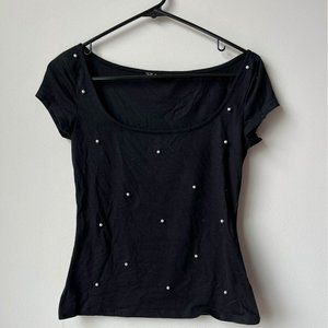 Pearl black and white tee, new